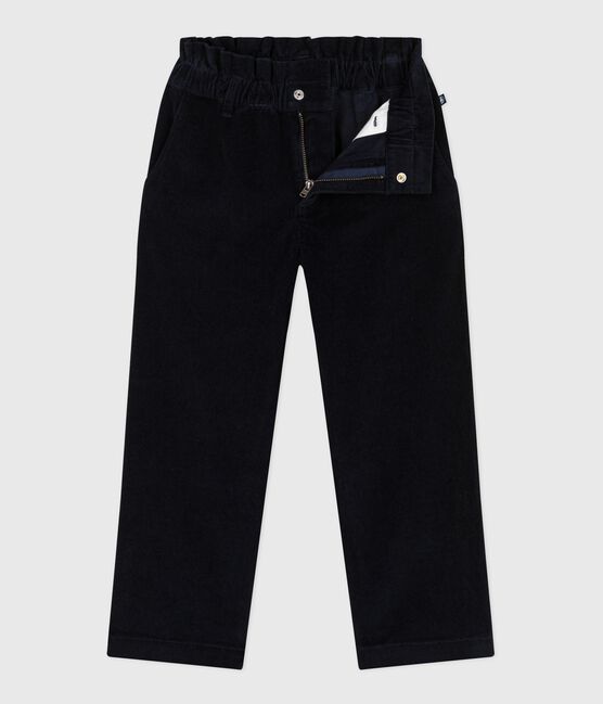 Kinder-Hose aus einfarbigem Fein-Cord blau SMOKING