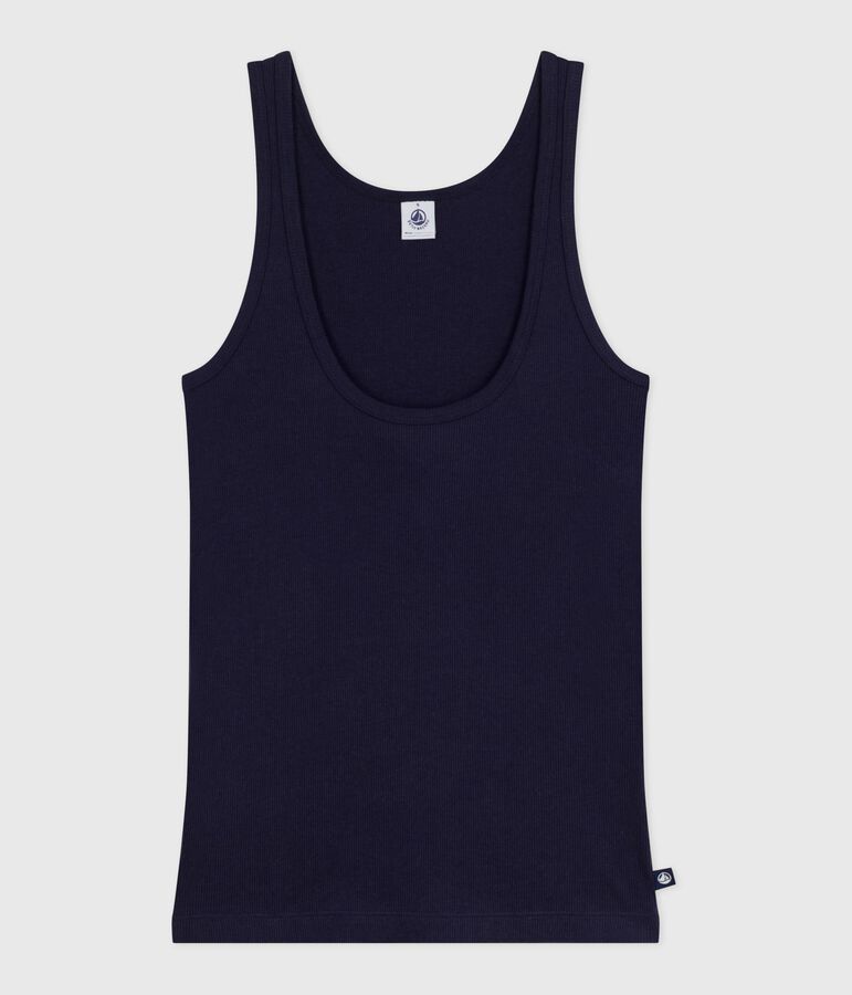 Damen-Tanktop aus Wolle und leichter Baumwolle blau