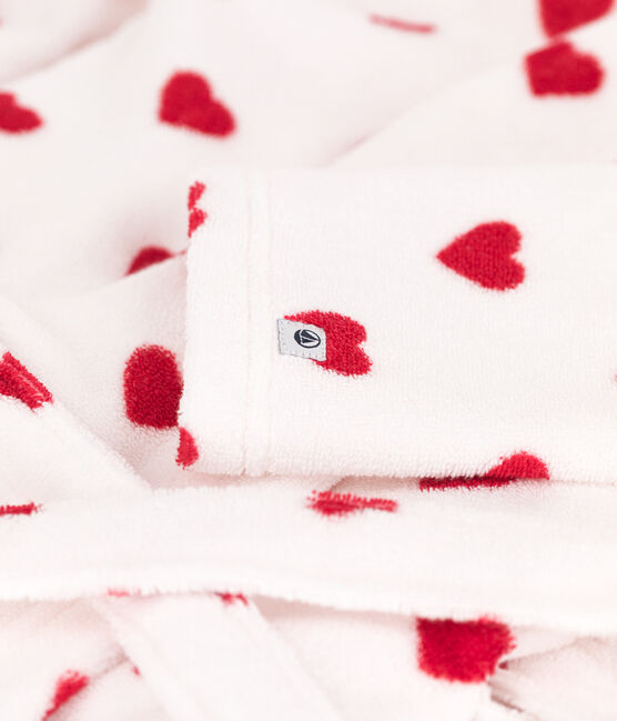 Bademantel aus Frottee mit Herzmotiv weiss MARSHMALLOW/rot TERKUIT