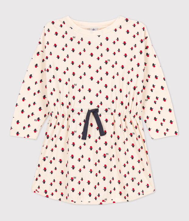 Bedrucktes Kinderkleid aus Doppeljersey f&uuml;r M&auml;dchen naturfarben/vielfarbig