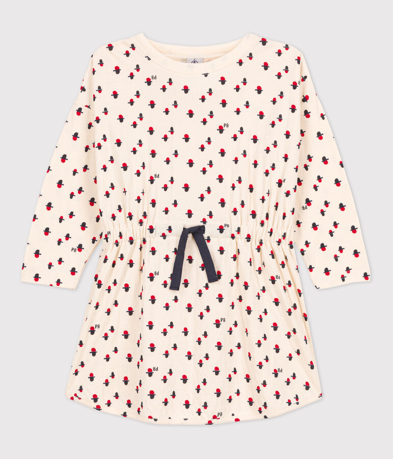 Bedrucktes Kinderkleid aus Doppeljersey f&uuml;r M&auml;dchen naturfarben/vielfarbig