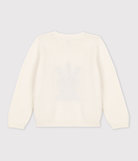 Kinderpullover aus Wolle und Baumwolle für Jungen weiss MARSHMALLOW/weiss MULTICO