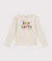 Langärmeliges Kinder-T-Shirt aus Rippstrick für Mädchen beige MONTELIMAR CHINE