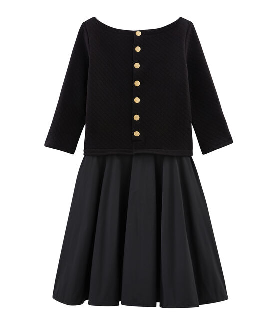 Langärmliges Kleid aus Materialmix für Damen schwarz NOIR