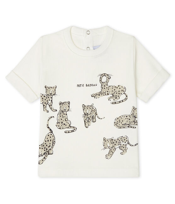 Kurzärmeliges Baby-T-Shirt für Jungen weiss MARSHMALLOW