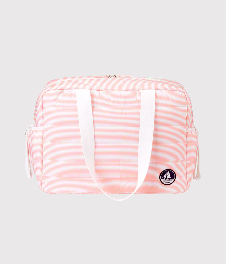 Baby-wickeltasche mit ringelstreifen unisex rosa/weiss
