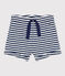 Baby-Shorts aus gestreiftem geflammtem Jersey blau MEDIEVAL/weiss MARSHMALLOW