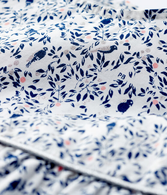 Kurzärmelige Baby-Bluse für Mädchen aus Popeline weiss MARSHMALLOW/weiss MULTICO