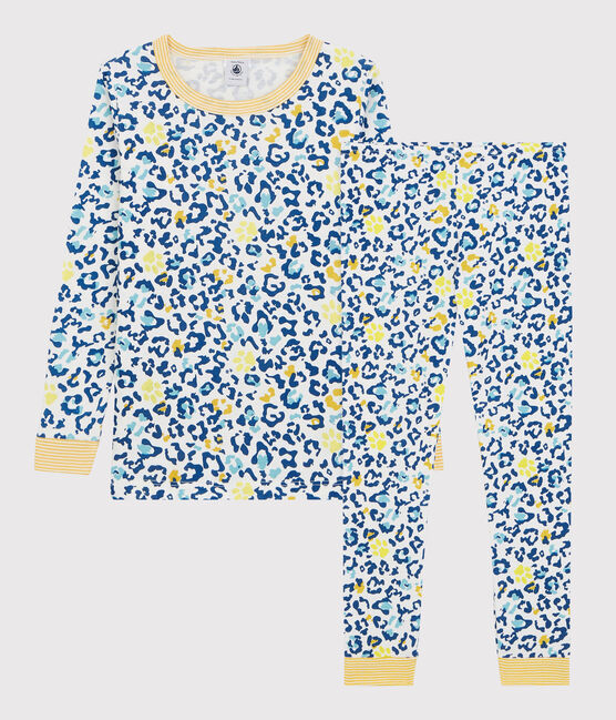 Snugfit-Kinderpyjama mit Panter-Print weiss MARSHMALLOW/weiss MULTICO