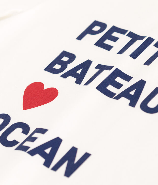 Kurz&auml;rmeliges Unisex Kinder-T-Shirt aus bedruckter Baumwolle weiss