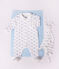 Strampler aus Nicki mit Kragen und Walmotiv. blau/blau