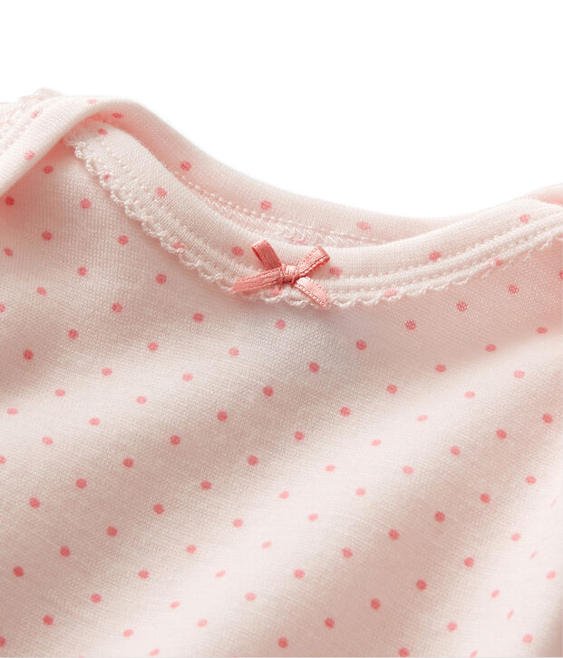 Lang&auml;rmeliger Baby-M&auml;dchen-Body aus Wolle/Baumwolle rosa/rosa