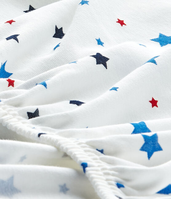 Baby-Jungen-Spannbetttuch mit Sternen-Print weiss ECUME/weiss MULTICO