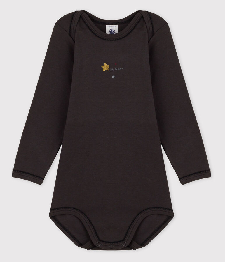 Lang&auml;rmliger Baby-Body f&uuml;r M&auml;dchen grau
