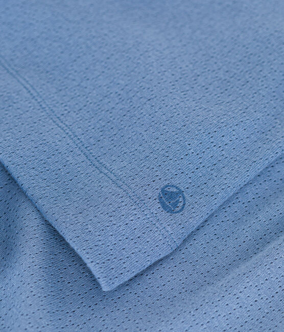 Einfarbiger Kurz-Pyjama aus Ajour-Baumwolle für kleine Mädchen blau BEACH