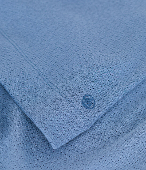 Einfarbiger Kurz-Pyjama aus Ajour-Baumwolle f&uuml;r kleine M&auml;dchen blau