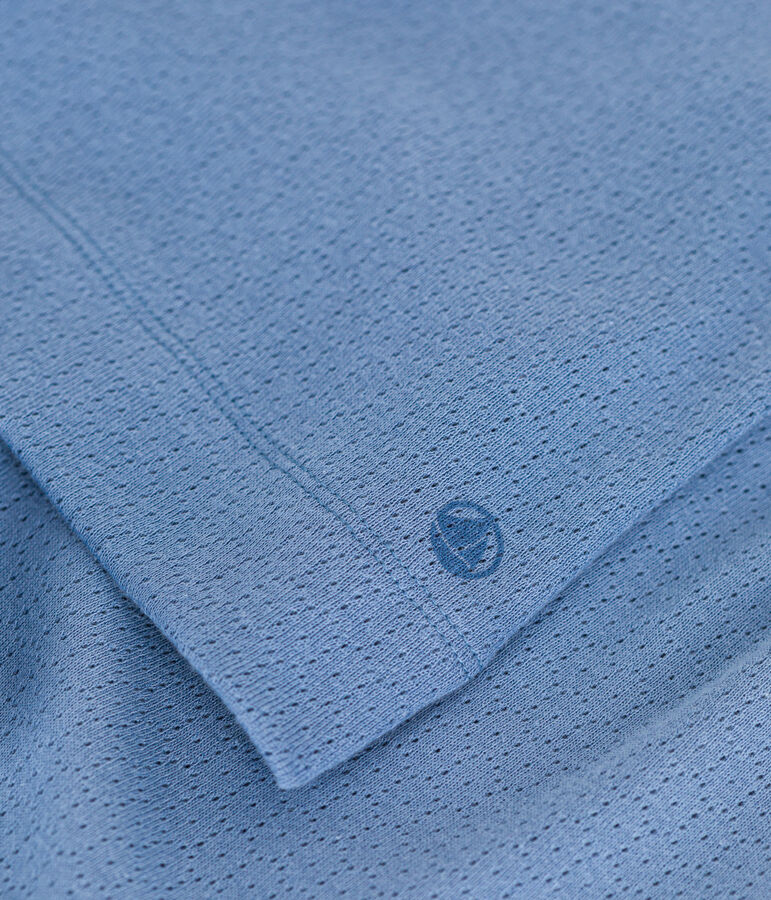 Einfarbiger Kurz-Pyjama aus Ajour-Baumwolle f&uuml;r kleine M&auml;dchen blau