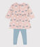 Baby-Kleid und Leggins aus bedrucktem Molton rosa SALINE/weiss MULTICO