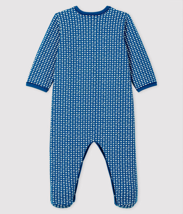 Blauer Baby-Strampler aus Doppeljersey f&uuml;r M&auml;dchen blau/weiss