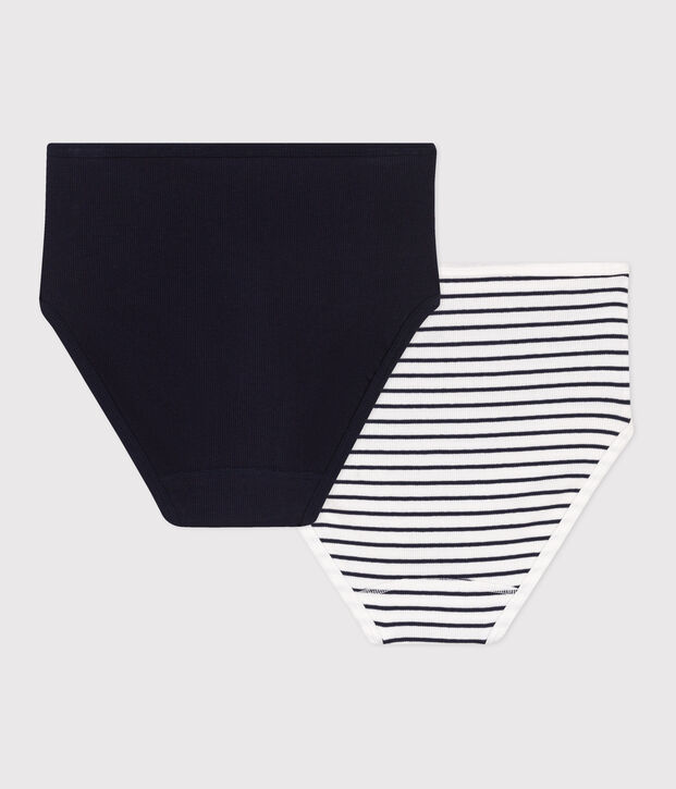 2er-Set Damen-Slips High Waist aus Baumwolle mit Elastan vielfarbig