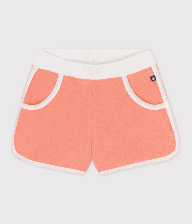 Kinder-Shorts aus einfarbigem Baumwoll-Frottee orange