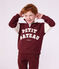 Kinder-Sweatshirt mit Rei&szlig;verschluss-Kragen aus Baumwolle im Colorblock rot/naturfarben