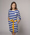 Langärmeliges, gestreiftes Damen-Kleid blau SURF/weiss MARSHMALLOW