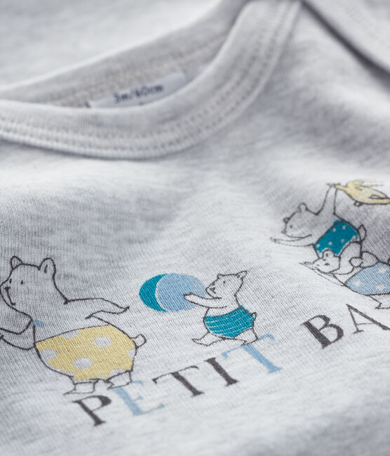 Langärmliger Baby-Body für Jungen-Mädchen grau POUSSIERE CHINE
