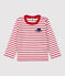 Baby-T-Shirt aus Baumwolle mit Streifenmuster weiss MARSHMALLOW/rot TERKUIT