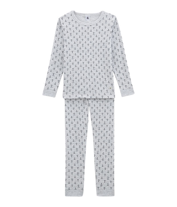 Eng anliegender Jungen-Schlafanzug grau/blau