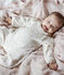 Langer Baby-Overall aus Rippstrick für Mädchen weiss MARSHMALLOW/weiss MULTICO