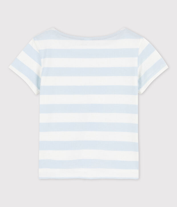 Kurz&auml;rmeliges T-Shirt aus Baumwolle f&uuml;r M&auml;dchen blau/weiss