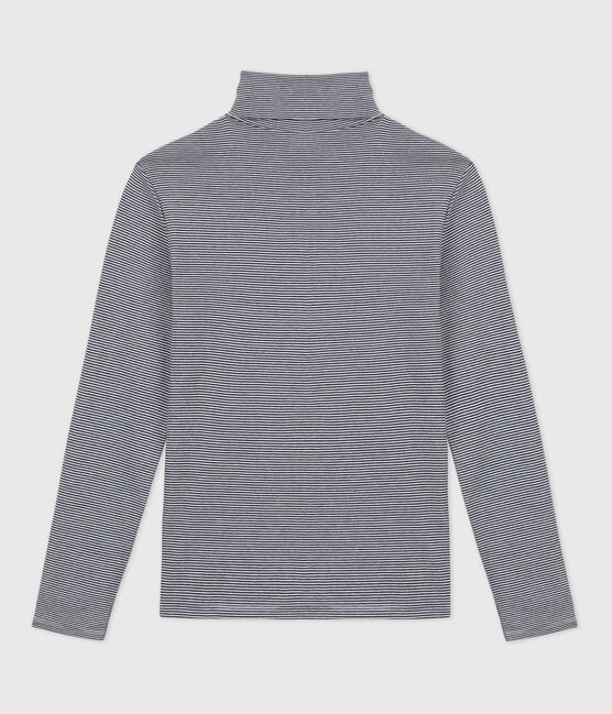 Rollkragenshirt aus Baumwolle für Damen blau SMOKING/weiss MARSHMALLOW