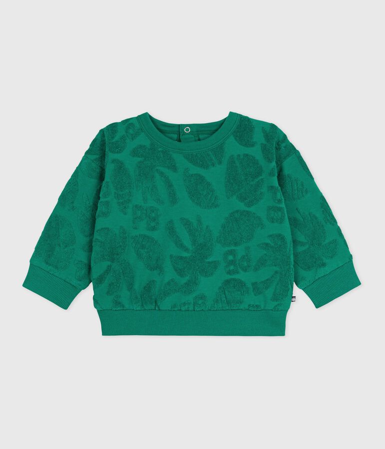 Baby-Kapuzensweatshirt aus Baumwolle mit Palmenmotiv gr&uuml;n