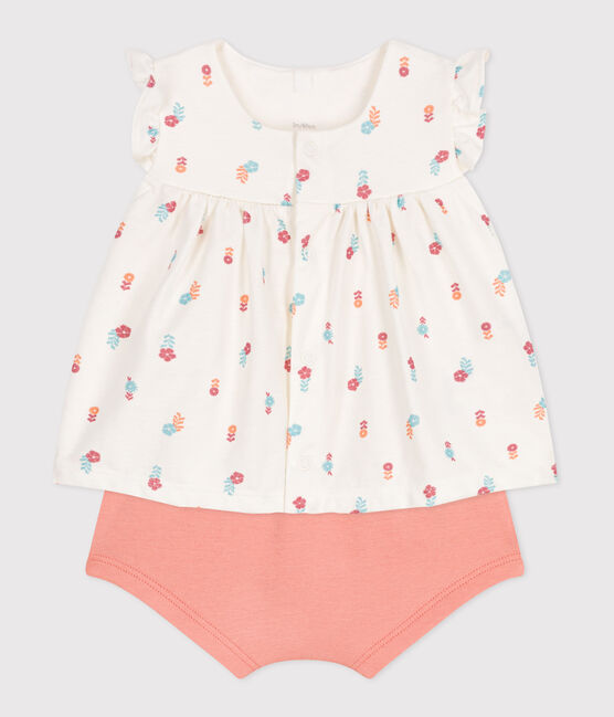2-teiliges Newborn-Set aus Baumwolle mit Rüschenbluse weiss MARSHMALLOW/weiss MULTICO