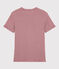 Klassisches Damen-T-Shirt mit Rundhalsausschnitt aus gestreifter Baumwolle rot SANGRIA/ MARSHMALLOW