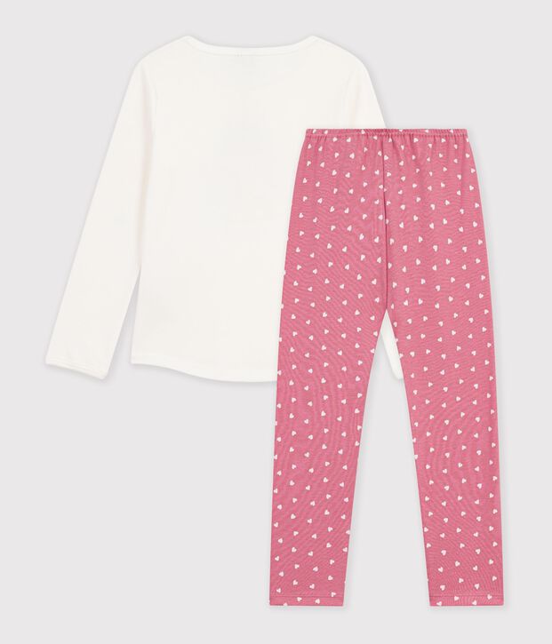 Kinder-Pyjama aus Baumwolle mit Drachenmotiv rosa/weiss