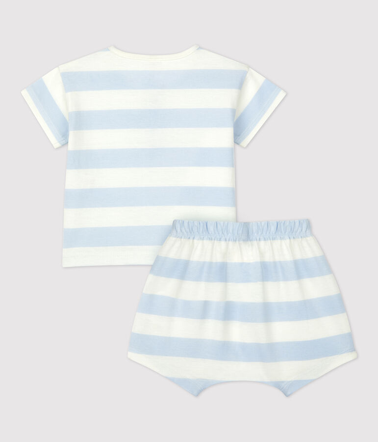 Zweiteiliges Baby-Set aus Jersey mit Streifenmuster blau/weiss