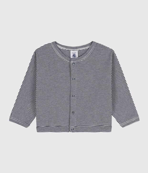Baby-Cardigan aus Baumwolle blau/weiss