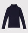 Damen-Rollkragenshirt L'Iconique aus Baumwolle und Wolle blau SMOKING