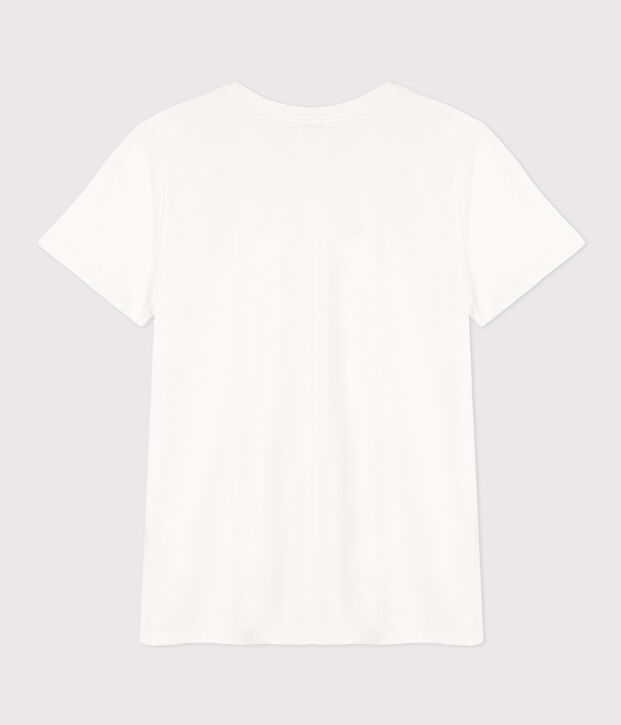 Lang&auml;rmeliges Damen-T-Shirt Le Droit mit Rundhalsausschnitt aus feinem Jersey weiss