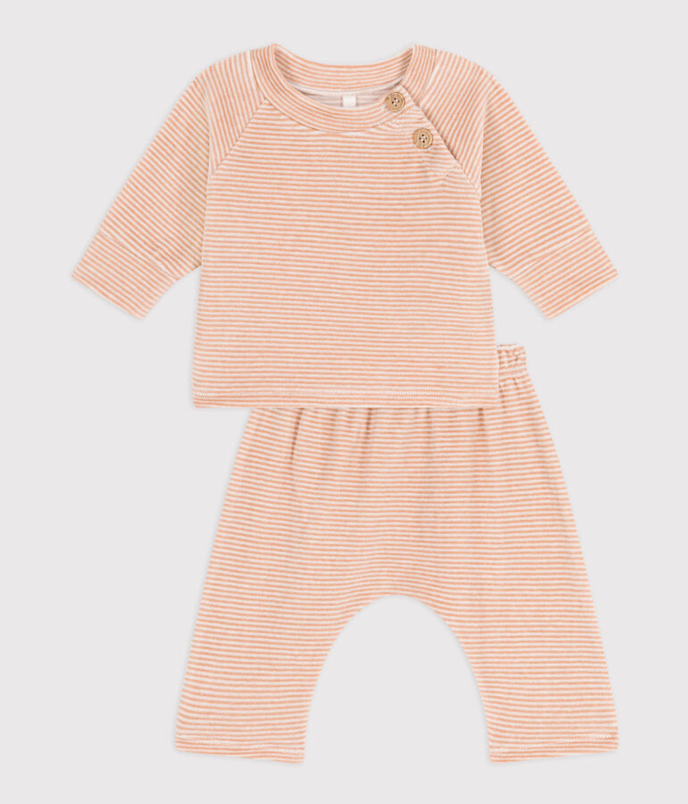 Zweiteiliges Baby-Set aus Nicki beige/weiss