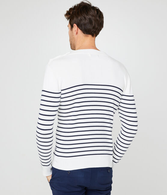 Seemannspullover herren weiss MARSHMALLOW/blau SMOKING