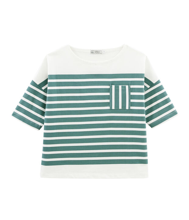 Streifenshirt Damen gr&uuml;n/weiss