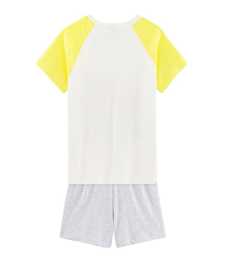 Rippstrick-Kurzpyjama f&uuml;r kleine Jungen weiss/vielfarbig
