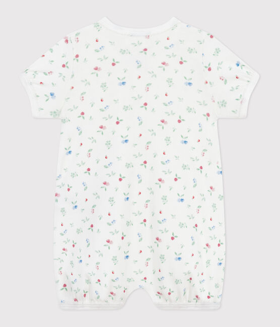 Baby-Kurzoverall aus Baumwolle mit Frucht-Motiv weiss MARSHMALLOW/weiss MULTICO