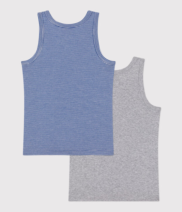 2er-Set Kinder-Unterhemden aus Baumwolle mit Streifen vielfarbig