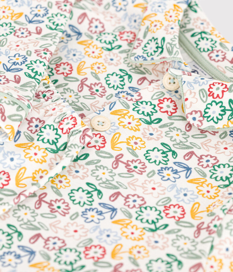 Kinder-Pyjama aus Baumwolle mit Blumenmotiv weiss/vielfarbig