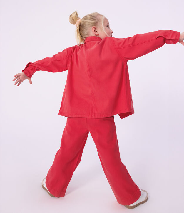 Kinder-Jacke aus einfarbiger Baumwolle rot