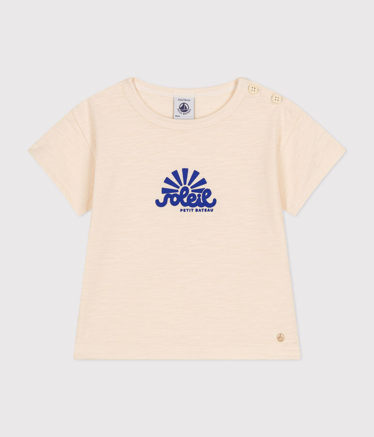 Kurz&auml;rmeliges Baby-T-Shirt aus geflammtem Jersey naturfarben
